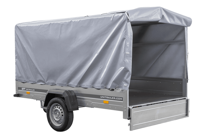 Rimorchio monoasse 264x150 UNITRAILER GARDEN 265 KIPP con telaio H-1100 e copertura grigia
