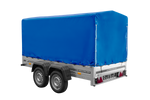 Rimorchio a due assi 264x125 UNITRAILER GARDEN 264/2 KIPP con telaio H-1100 e telone blu