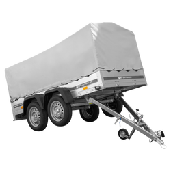 RIMORCHIO GARDEN TRAILER UNITRAILER 264/2 KIPP CON RUOTA SNODATA, TELAIO H-800 E COPERTURA GRIGIA