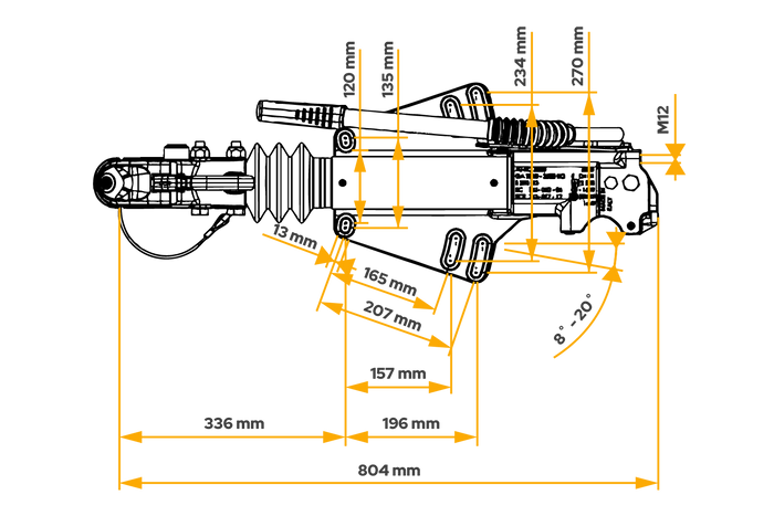 Dispositivo di repulsione AL-KO UN3500 con gancio AK351 per rimorchio da 3500 kg con timone a V
