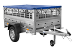 Rimorchio leggero 200x106 UNITRAILER GARDEN 200 KIPP con sponde in rete, telaio H-0 e copertura blu