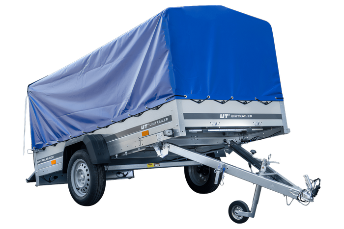 RIMORCHIO TRASPORTO COSE 750 KG UNITRAILER GARDEN TRAILER 264 KIPP CON RUOTINO CENTINA E TELO BLU