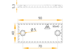 Set: quattro catarifrangenti rettangolari gialli 90x40 mm con fori