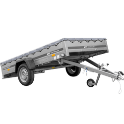 Rimorchio monoasse su molle 264x150 UNITRAILER GARDEN 265/R KIPP con telaio H-0 e copertura grigia