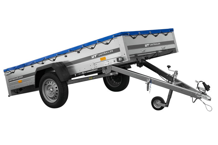 Rimorchio leggero 264x125 UNITRAILER GARDEN 264 KIPP con telaio H-0 e copertura blu