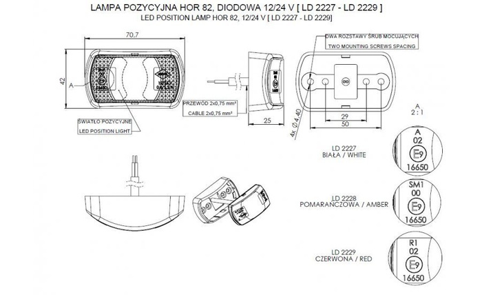 Set di quattro luci di posizione universali a LED HORPOL LD 2227