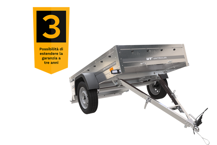 Rimorchio leggero senza freni 200x125 cm Unitrailer Garden Trailer 201 kipp