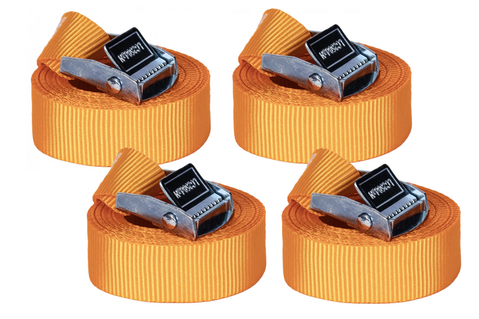 Set di quattro cinghie di trasporto KAMAR da 3 m/25 mm/2,5 t con tenditore, cinghie monoblocco per reggiatura