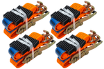 Set di quattro cinghie di trasporto a 3 punti con tendicinghia per rimorchio UNITRAILER 3m/50mm/4t arancione