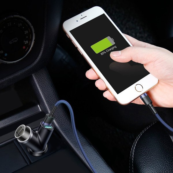 Caricabatterie per auto BASEUS Y Type 2xUSB, presa accendisigari 40W