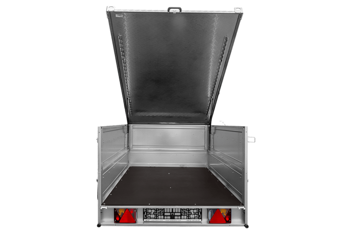 Rimorchio leggero 200x125 UNITRAILER GARDEN 201 KIPP con sponde BIS e copertura in alluminio