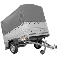 Rimorchio per auto 200x125 UNITRAILER GARDEN 201 KIPP con sponde BIS, telaio H-800 e telo di copertura grigio