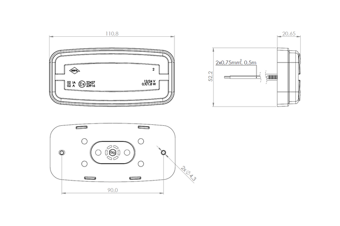 Lampada di segnalazione a LED HORPOL LD 2762, arancione, universale