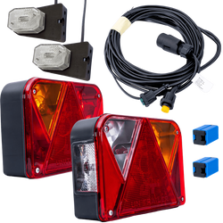 Set luci: luci posteriori DOBPLAST DPT35 + luci di posizione laterali ASPÖCK FLEXIPOINT I + cablaggio MANTES 4,5m 7PIN