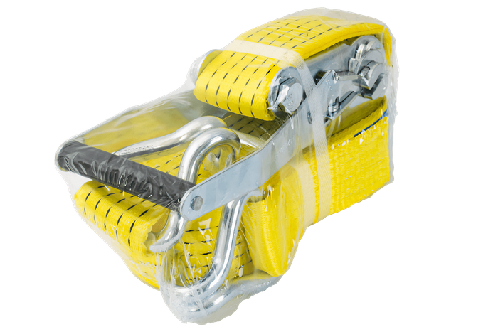 Set di quattro cinghie di trasporto UNITRAILER gialle da 8 m/50 mm/5 t con tenditore