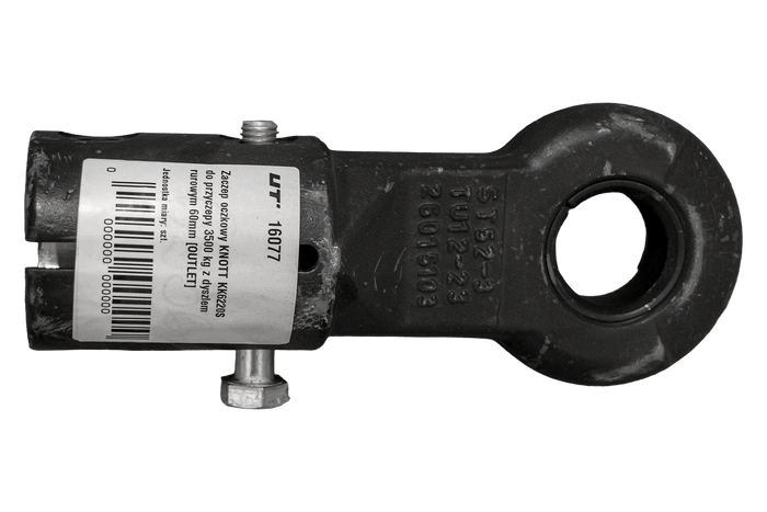 Gancio di traino a occhiello OUTLET KNOTT KK6220S per rimorchio da 3500 kg con timone tubolare da 60 mm