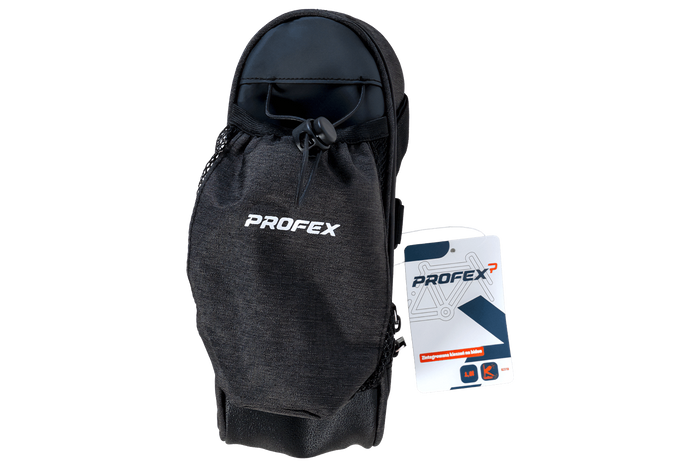 Borsa sottosella lunga per bicicletta PROFEX 82318 Lux nera con tasca portaborraccia