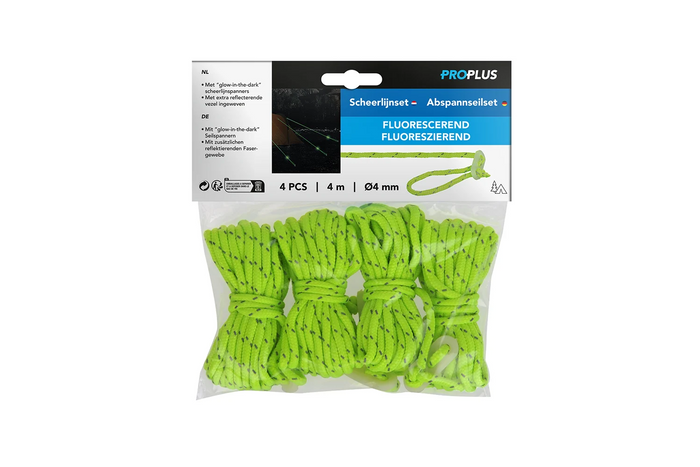 Set di quattro tiranti fluorescenti ProPlus 361802 per tenda da 4 m