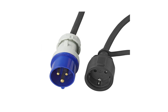 Adapter kempingowy kabel 150 cm 3 x 2,5 mm2 z wtyczką CEE do gniazda ze stykiem ochronnym