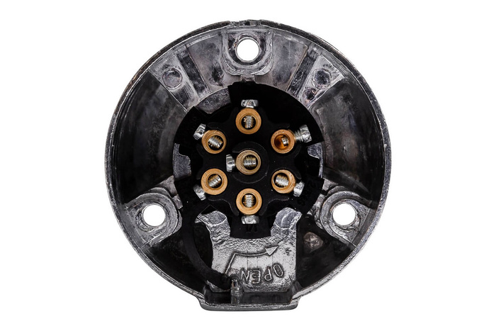 Presa UNITRAILER a 7 poli per gancio di traino, in metallo