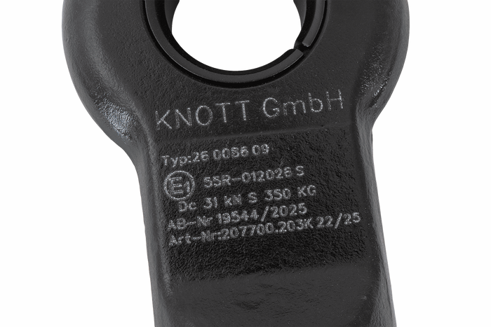Gancio di traino KNOTT KK7488S per rimorchio da 3500 kg con timone tubolare da 50 mm, nuovo tipo