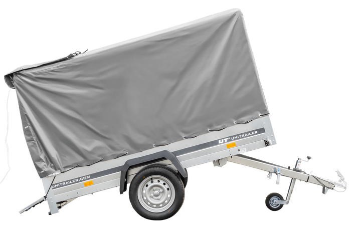 Rimorchio monoasse 230x125 UNITRAILER GARDEN 230 KIPP con telaio H-1100 e copertura grigia