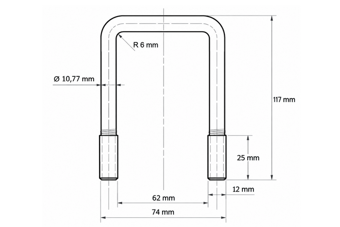 Morsetto quadro DROMET tipo C, morsetto M12 62×117mm