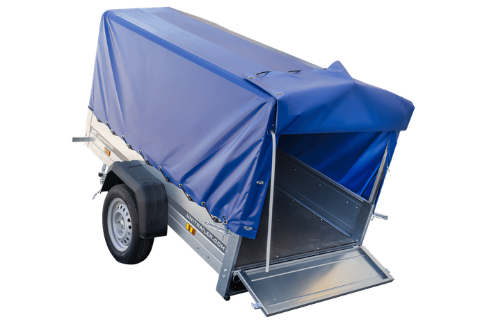 Rimorchio monoasse 200x106 UNITRAILER GARDEN 200 KIPP con telaio H-800 e telone blu