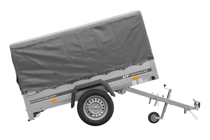 Rimorchio monoasse 200x125 UNITRAILER GARDEN 201 KIPP con telaio H-800 e copertura grigia