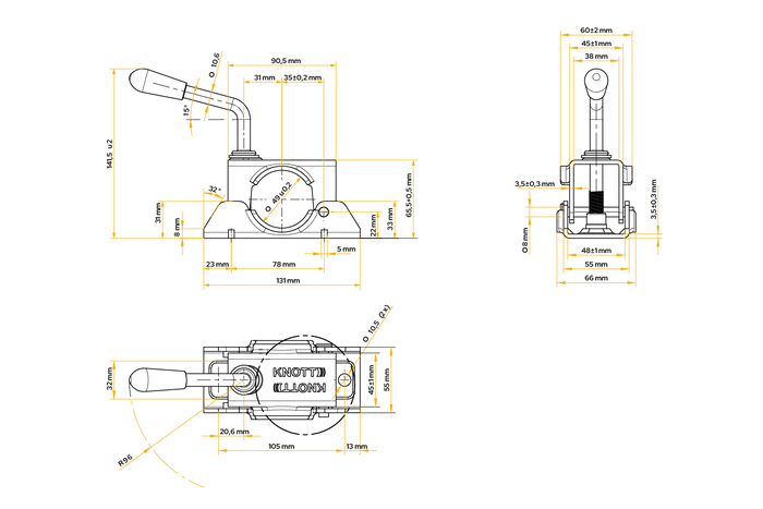 Morsetto per la ruota di supporto KNOTT LB48 da 48 mm