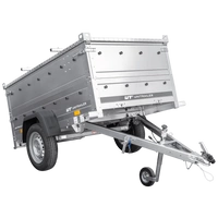 RIMORCHIO CARELLO TRASPORTO COSE RIMORCHIO LEGGERO 750 KG UNITRAILER GARDEN TRAILER 200 KIPP CON COPERCHIO IN ALLUMINIO SOVRASPONDE E RUOTINO D'APPOGGIO