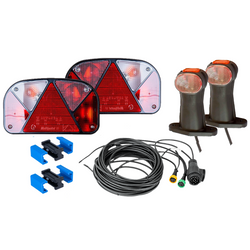Set luci: luci posteriori ASPÖCK + luci di posizione laterali ASPÖCK + cablaggio MANTES 7m 13 PIN + connettori rapidi