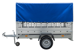 Rimorchio monoasse 230x125 UNITRAILER GARDEN 230 KIPP con sponde in rete, telaio H-800 e telone blu