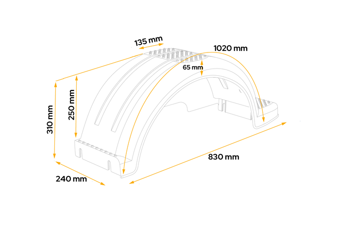 Parafango per rimorchio per barca 13" DOMAR D20422S passaruota 830/240mm