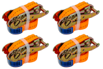 Set di quattro cinghie di trasporto UNITRAILER arancioni da 4 m/25 mm/1 t con tenditore