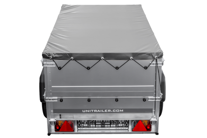 Rimorchio monoasse 200x106 UNITRAILER GARDEN 200 KIPP con sponde BIS, telaio H-0 e copertura grigia