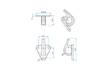 Gancio laterale in plastica ProPlus 342157V01 con occhiello per fissare teloni e cinghie di fissaggio per rimorchi.