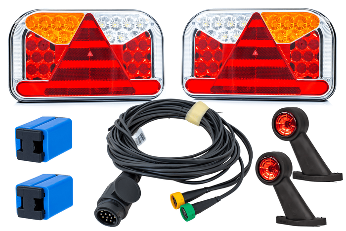 Set luci: luci posteriori a LED FRISTOM FT-170 + luci di posizione laterali a LED FRISTOM FT-009 + cablaggio MANTES 5,3 m 13 PIN