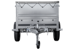 Rimorchio monoasse 200x106 UNITRAILER GARDEN 200 KIPP con sponde BIS, telaio H-0 e copertura grigia