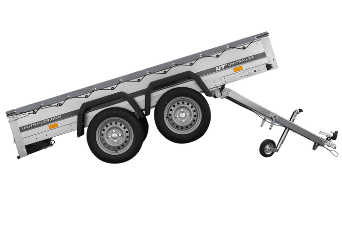 RIMORCHIO LEGGERO BIASSE CON RUOTINO D'APPOGGIO CENTINA H0 E TELONE GRIGIO GARDEN TRAILER 264/2 KIPP