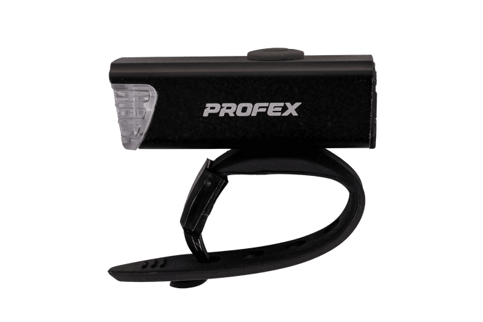 Faro anteriore per bicicletta PROFEX 82004 Pro in alluminio, batteria ai polimeri di litio e USB.