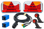 Set luci: luci posteriori a LED FRISTOM FT-170 + luci di posizione laterali a LED FRISTOM FT-009 + cablaggio MANTES 5,2 m 13 PIN