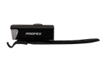 Faro anteriore per bicicletta PROFEX 82004 Pro in alluminio, batteria ai polimeri di litio e USB.