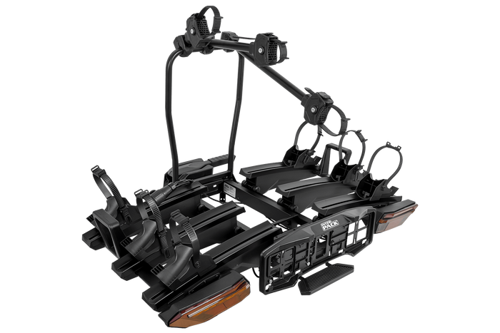 Inter Pack Velox 3 LED - portabici pieghevole da gancio di traino per 3 biciclette con luci a LED (nero)