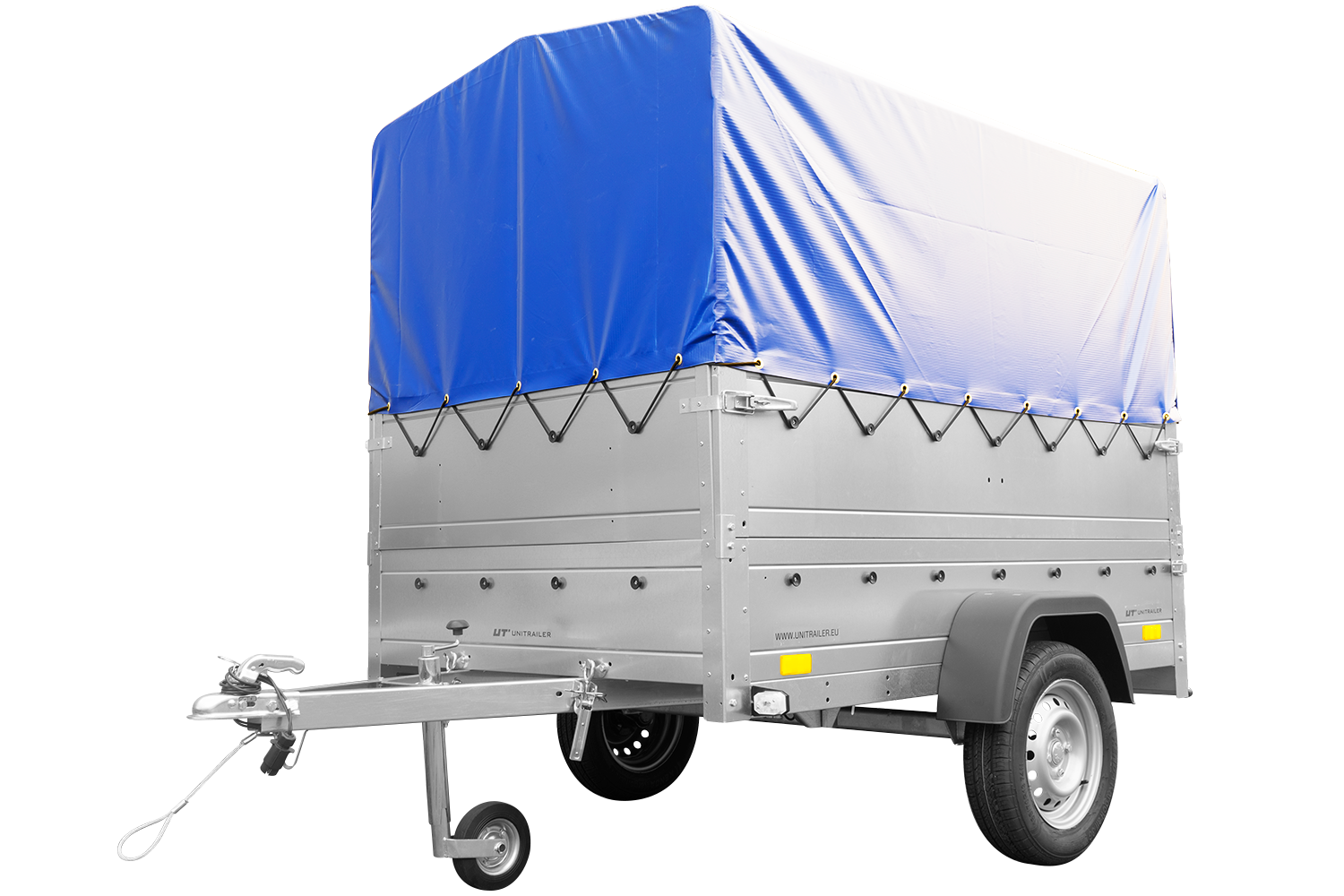 UNITRAILER GARDEN TRAILER 201 KIPP RIMORCHIO LEGGERO 200x125 750 KG CON  SOVRASPONDE CENTINA CON TELONE BLU