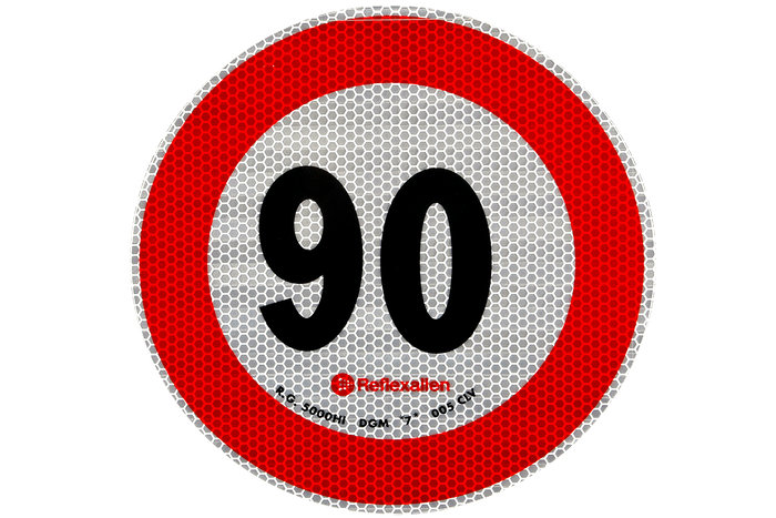 Adesivo riflettente LAMPADA limite di velocità 90 km/h cartello B-33