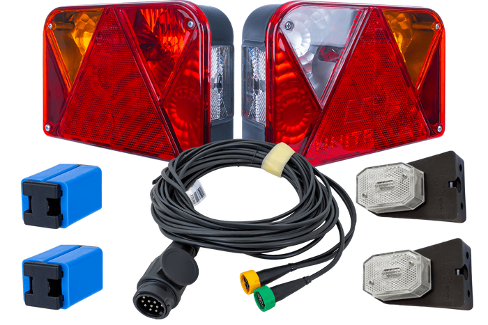 Set luci: luci posteriori DOBPLAST DPT35 + luci di posizione laterali ASPÖCK FLEXIPOINT I + cablaggio MANTES 5,2 m 13PIN
