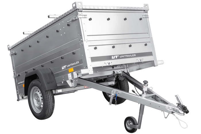 Rimorchio leggero 200x106 UNITRAILER GARDEN 200 KIPP con sponde BIS e copertura in alluminio