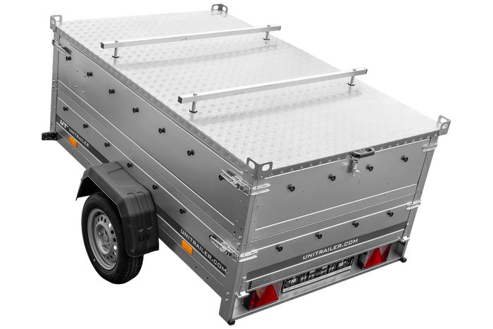 Rimorchio leggero 200x125 UNITRAILER GARDEN 201 KIPP con sponde BIS e copertura in alluminio