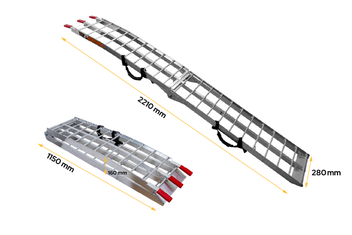 UNITRAILER ALR002 rampa pieghevole in alluminio per rimorchio 221 cm 340 kg con cinghia
